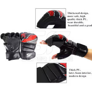 Guantes MMA de cuero PU, construcción duradera para combate y lucha, guantes MMA ajustables con agarre fuerte - Product Image 6