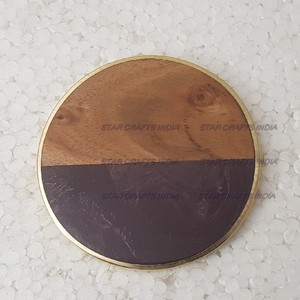 New Arrival Wood And Resin Round Shape Coaster Office Party Restaurant Used Party Wedding Used New Design coasters <b>Mats</b> & Pads - Product Image 2