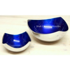 Cuenco para servir de metal de forma ovalada, cuenco decorado de aluminio plateado para uso en mesa de comedor de cocina y restaurante - Product Image 6