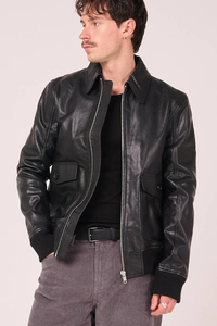 Chaqueta de Cuero Vacuno para Hombre, Estilo Urbano, Corte Ajustado, Cuello Redondo, Transpirable, Ecológica, Invierno, Cierre de un Botón - Product Image 4
