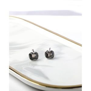 Apple <b>Stud</b> <b>Earrings</b> Fruit Shape Zinc Alloy Gold Plated Pearl Diamond for Party Engagement - Product Image 1
