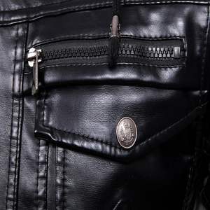 Veste en cuir à capuche pour homme grande taille coupe-vent et plus veste d'extérieur automne et hiver pour une tenue décontractée - Product Image 6