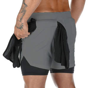 Pantalones cortos deportivos informales para hombre, transpirables, de secado rápido, absorben la humedad, de poliéster/algodón para deportes al aire libre - Product Image 5