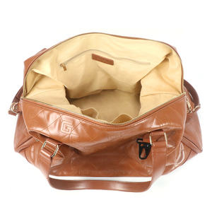 Bolsa de lona de cuero genuino de lujo del fabricante, bolsa de viaje de gimnasio Unisex con correa de cierre de cremallera, conjunto de estilo deportivo de patrón clásico - Product Image 3