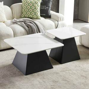 Table basse moderne avec plateau en céramique et pieds en fer pour salon - Product Image 3