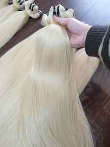 Genius Trame Vietnamienne 100% Remy Extensions de Cheveux Humains Bruts Machine Double Trame Os Droit Super Dyed Blonde 8 ''-20'' Gratuit - Product Image 5