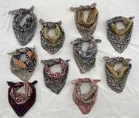 Juego de 10 Pañuelos Cuadrados de Algodón con Estampado a Mano, para el Cuello y la Cara, Unisex, para Verano
