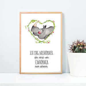 Impresiones de Arte Moderno de Rinoceronte en Papel con Diseño de Plantas - Product Image 1