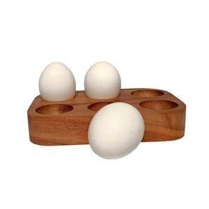 Plateau porte-oeufs en bois d'acacia de qualité supérieure 6 trous comptoir cuisine stockage présentoir réfrigérateur conteneur - Product Image 1