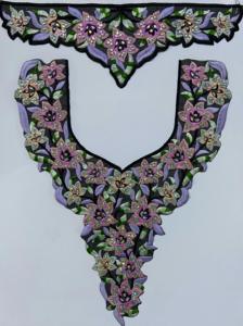 Dentelle gracieuse à col en filet avec broderie de fil et de paillettes pour vêtements de fantaisie robes de saris chemisier décolleté et robes kurti - Product Image 3