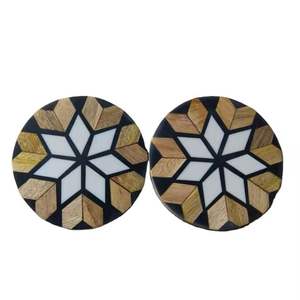 Wood and Resin Tea <b>Coaster</b> Elegant Cups and <b>Glass</b> Mugs Table Decor for Wedding Parties & Events Drinkware - Product Image 3