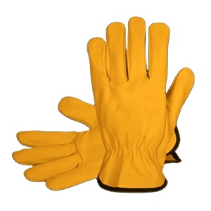 Best Performance Heavy Duty Driver Working <b>Gloves</b> Goat Grain Leather Reflective Safety Hand Protection for Construction Workers - Product Image 2