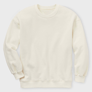 Suéter Básico de Color Marfil para Mujer, Cuello Redondo, Holgado, Manga Larga, Felpa Suave para Invierno, con Logotipo Frontal - Product Image 1