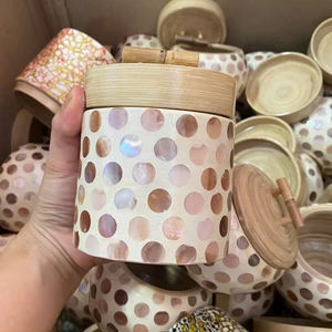 ชามไม้ไผ่ปั่นตกแต่งด้วยฝาปิดเปลือกไข่ฝังของเวียดนามขายส่ง - Product Image 1