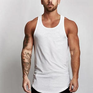 Camiseta sin mangas de gimnasio transpirable de alta calidad para hombre, logotipo personalizado, ajuste muscular, punto acanalado con decoración de insignia, secado rápido - Product Image 2