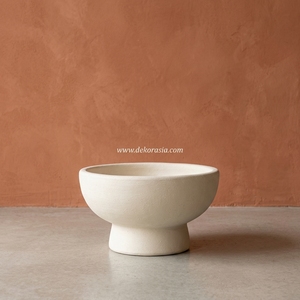 Bol sur piédestal en céramique rustique blanc uni Canasta L, vase de table artisanal 18x35cm, décoration pour la maison et l'hôtel, vente en gros - Product Image 2