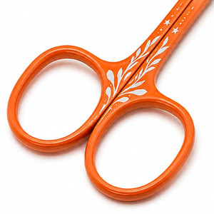 Tijeras para Cejas con Mango de Plástico Naranja y Hoja Curva de Acero Inoxidable, para Diestros, Herramienta de Belleza y Cuidado Personal - Product Image 3
