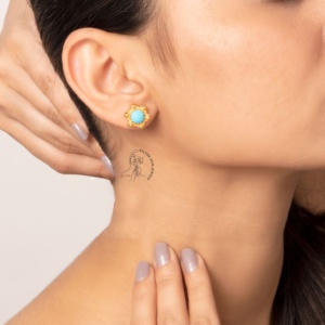 ต่างหูแฟชั่นสำหรับปาร์ตี้ต่างหู925เงินสเตอร์ลิงสีเทอร์ควอยซ์ลายกุหลาบมูนสโตนสีสันสดใสรูปดาวต่างหูเม็ดกลมสำหรับผู้หญิง - Product Image 4