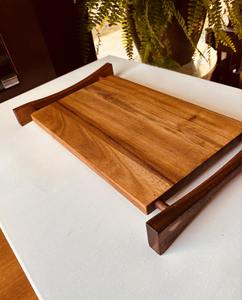 Ensemble de plateaux de service indiens classiques en bois d'acacia massif, fabriqués à la main, naturels, pour la cuisine, la table basse, la vaisselle, le thé, fabriqués en Inde - Product Image 1