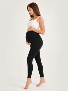 Leggings de maternité réglables taille haute pour femmes confortable en caoutchouc extensible coton noir Slim Fit hiver Yoga élastique - Product Image 2