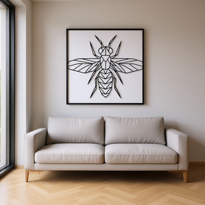 Cuadro Decorativo de Abeja Geométrica en MDF Negro - Product Image 2