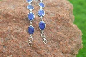 Bracelet de luxe ajustable en argent sterling 925 avec saphir bleu facetté, pierres précieuses, certifié GIA, fait main pour femmes - Product Image 4