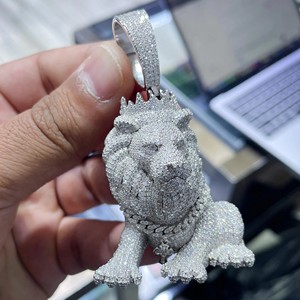 Pendentif en diamant véritable en forme de paix, certifié IGI, bijoux fins pour hommes, charme en argent 925 - Product Image 1