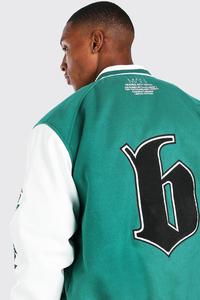 Veste en laine personnalisée professionnelle pour hommes Logo brodé Varsity Baseball Letterman manches en cuir décontracté à capuche Design bouffée - Product Image 6