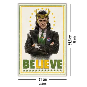Affiche Loki de Tom Hiddleston, design moderne, art mural sur toile, concept 'Believe' - Product Image 2
