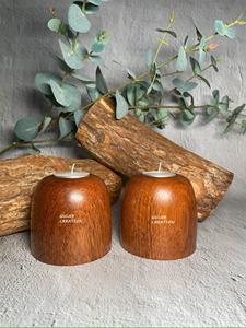 Juego de 2 Portavelas de Madera Rústica Hechos a Mano y Ecológicos para Decoración del Hogar - Product Image 3