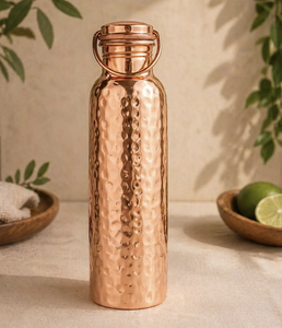 Handcrafted 100% Pure Copper <b>Water</b> <b>Bottle</b> with Hammered Finish Handle Food Contact Safe Portable Classic Design for Outdoor Use - Product Image 4