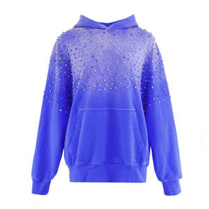 Best Quality Cotton Blend Customize Rhinestone <b>Hoodies</b> For <b>Men</b> Zipper Up Hoodie - Product Image 5