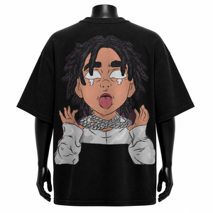 Custom Oversized Black <b>T</b> Shirt Cartoon Character <b>Back</b> Print Streetwear Cotton Graphic Tee Men Hip Hop Style High Quality OEM - Product Image 2