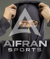 Sudadera con capucha AIFRAN Premium con cremallera completa para hombre, parte superior de chándal con máscara integrada, logotipo personalizado, sudadera blanca lisa para invierno
