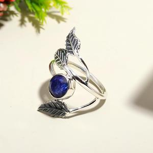 Anillo de piedras preciosas de corte redondo de lapislázuli azul Natural, piedra protectora hecha a mano, ajuste de bisel de plata esterlina, ropa de fiesta al por mayor - Product Image 3