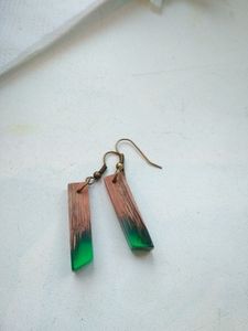 GEOMETRIC SHAPE Hot Gold Foil <b>Black</b> White Resin <b>Heart</b> Shape Earrings Square Round Geometric Wooden Resin Drop Earrings - Product Image 2