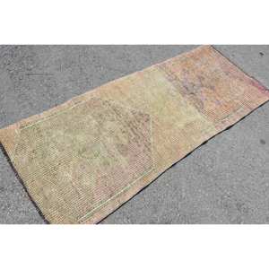 Tapis Turc Vintage de Grande Surface Beige Vert 2.7x6.7ft Style Classique Laine Latex Support Abstrait Motif Rectangle Couloir Design - Product Image 2