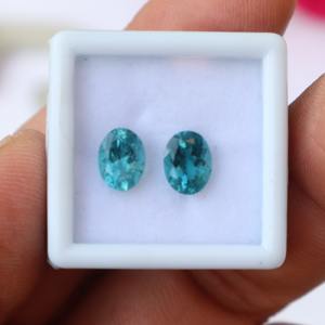 พลอยทัวร์มาลีนคู่แบบหลวม6X8มม. 1ชิ้นสีฟ้า1ชิ้น - Product Image 3