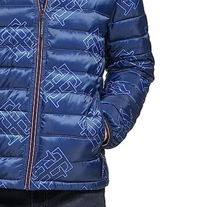 Veste matelassée à col montant brodée sur mesure pour homme, bleu marine, manteau d'hiver, pliable, isolée, imperméable, à capuche, parka d'extérieur, OEM - Product Image 6
