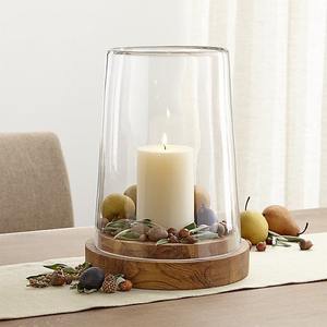 เชิงเทียนไม้แก้วหนาสีขาวขนาดใหญ่เชิงเทียนใสทรงสูงพร้อมฐานไม้สำหรับงานแต่งงาน - Product Image 6