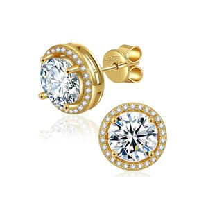 Pendientes de moissanita para mujer Halo redondo 925 plata esterlina moissanita hipoalergénico Stud pendientes, regalo para madre Mamá esposa - Product Image 1