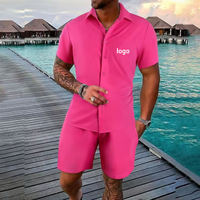 Conjunto de Camisa y Pantalones Cortos de Verano para Hombre, 100% Algodón Terry Transpirable, Corte Holgado, Estampado Floral, Logotipo Personalizado, Casual, Alta Calidad