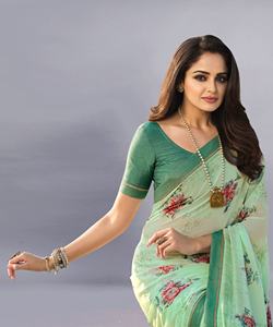 ผ้าซารีงานแต่งงานสำหรับผู้หญิงอินเดียลายพิมพ์ขอบลูกไม้คุณภาพสูงรุ่นล่าสุด พร้อมเสื้อคลุมสำหรับงานเทศกาล งานปาร์ตี้ และงานแต่งงาน ดีที่สุด - Product Image 1