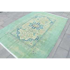 พรมขนาด 6.5x9.3 ฟุต, พรมวินเทจตุรกี, พรมขนสัตว์ลายดอกไม้สีเขียว - Product Image 3