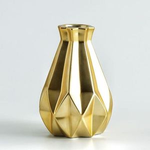 TQC Glossy Golden Finished Flower pot Modern EcoFriendly Hot Selling Luxury Aluminum Tabletop Decorative Flower <b>Vase</b> Living Room - Product Image 2
