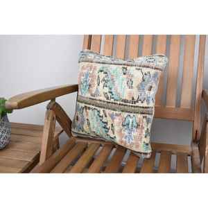 Luxe 14x14 pouces Beige laine Kantha Patchwork oreiller Design rustique Vintage moelleux brodé motifs imprimés tissés pour la literie - Product Image 3