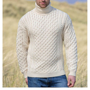 Pull d'hiver pour homme à col montant, 100% coton, doux, respirant, anti-rétrécissement, séchage rapide, décontracté, épaules tombantes, 260g - Product Image 4