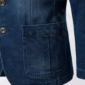 Veste en jean décontractée pour homme, style rétro, coupe décontractée, toile durable, bleu délavé, polyvalente, confortable, à porter tous les jours - Product Image 5