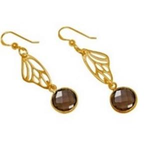 Pendientes de plata de ley 925 con gema de topacio ahumado, novedad - Product Image 1