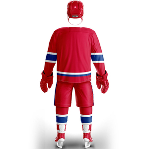 Maillot de hockey sur glace unisexe 100 % polyester de haute qualité, uniforme deux pièces personnalisé, imprimé, respirant, prix de gros, OEM - Product Image 2